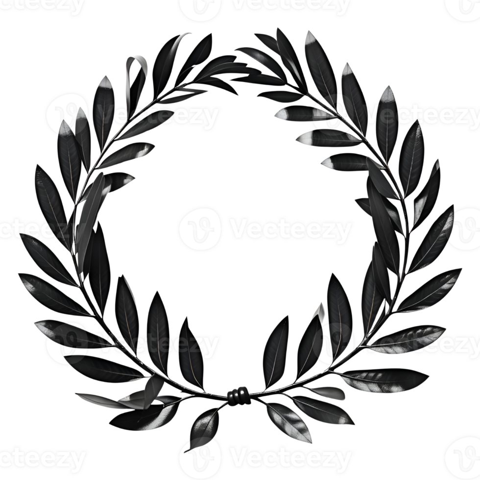 Black Laurel wreath Isolated on Transparent Background. AI Generative png