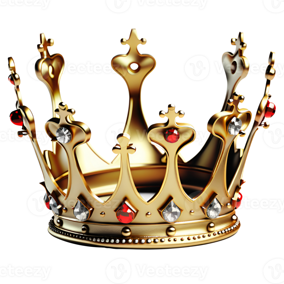 Golden Crown Isolated on Transparent Background. AI Generative png