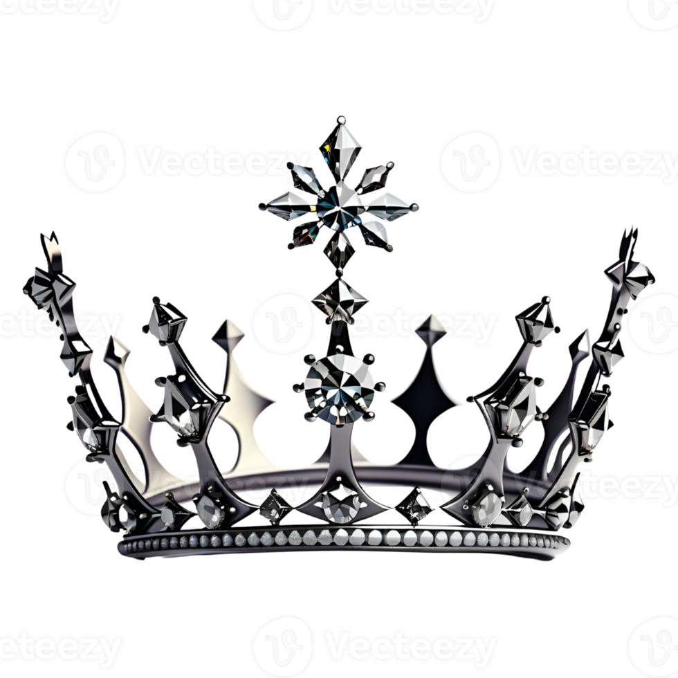 Silver Royal Crown Isolated on Transparent Background. AI Generative png
