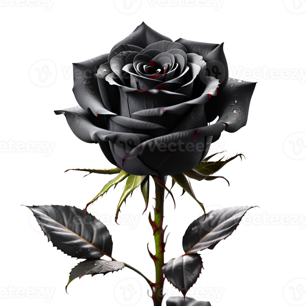 hermosa negro Rosa flor aislado en transparente antecedentes. ai generativo png