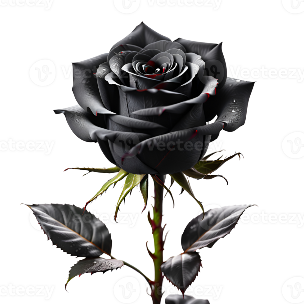 lindo Preto rosa flor isolado em transparente fundo. ai generativo png