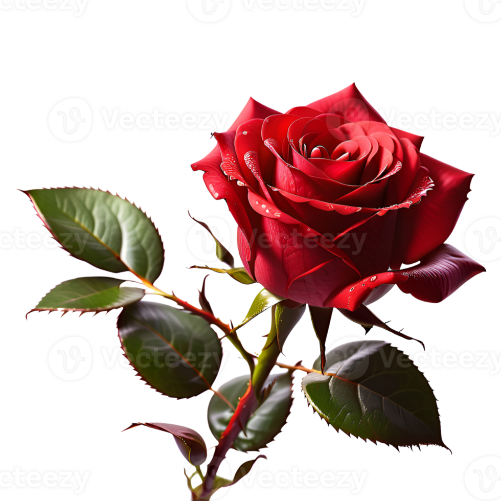 Beautiful Red Rose Flower Isolated on Transparent Background. AI Generative png