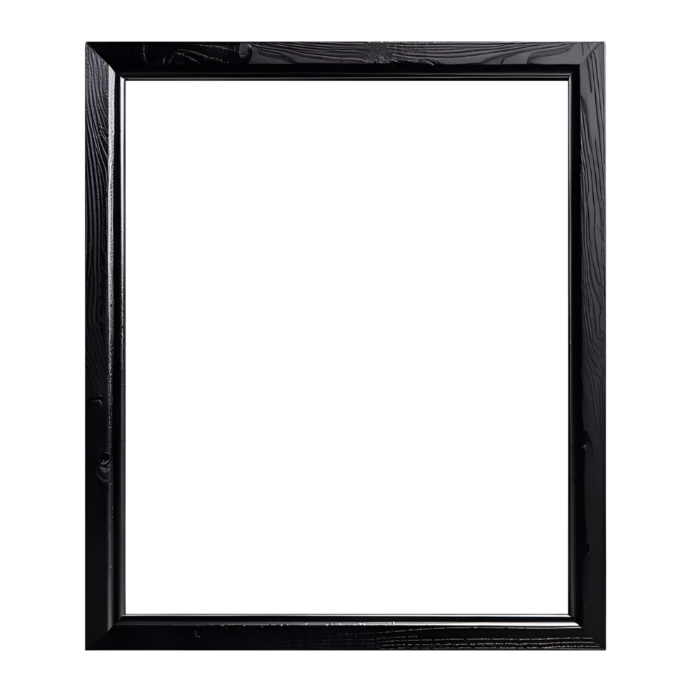 Black Wooden Frame Isolated on Transparent Background. AI Generative