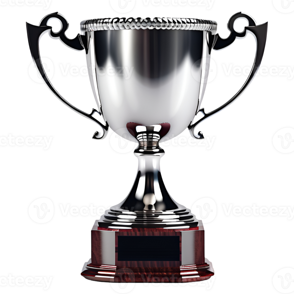 Silver Champion Trophy Isolated on Transparent Background. AI Generative png