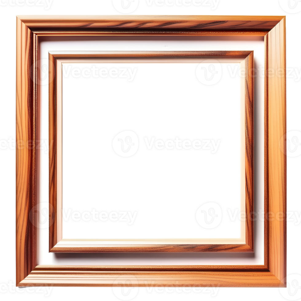 Brown Wooden Frame Isolated on Transparent Background. AI Generative png