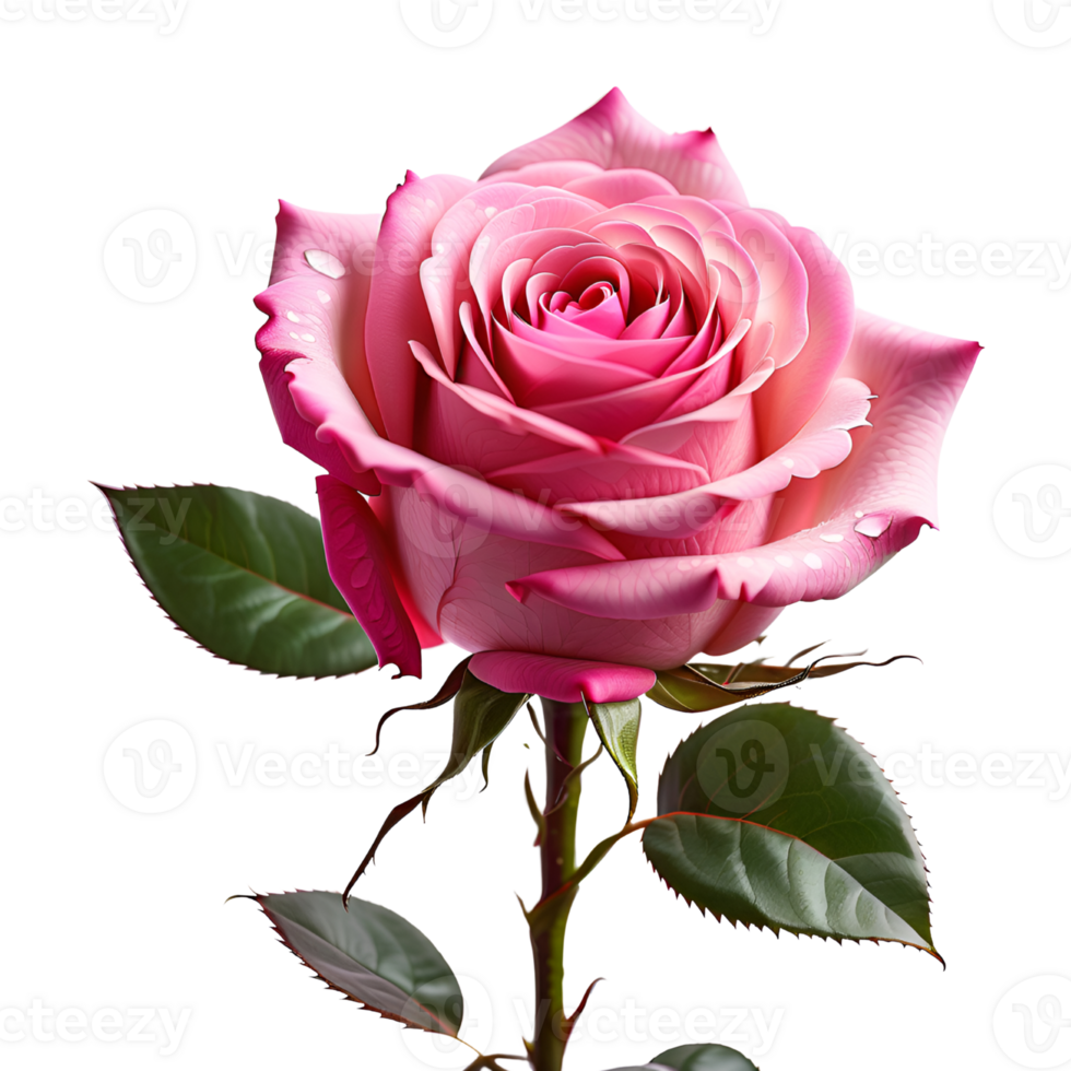 Beautiful Pink Rose Flower Isolated on Transparent Background. AI Generative png