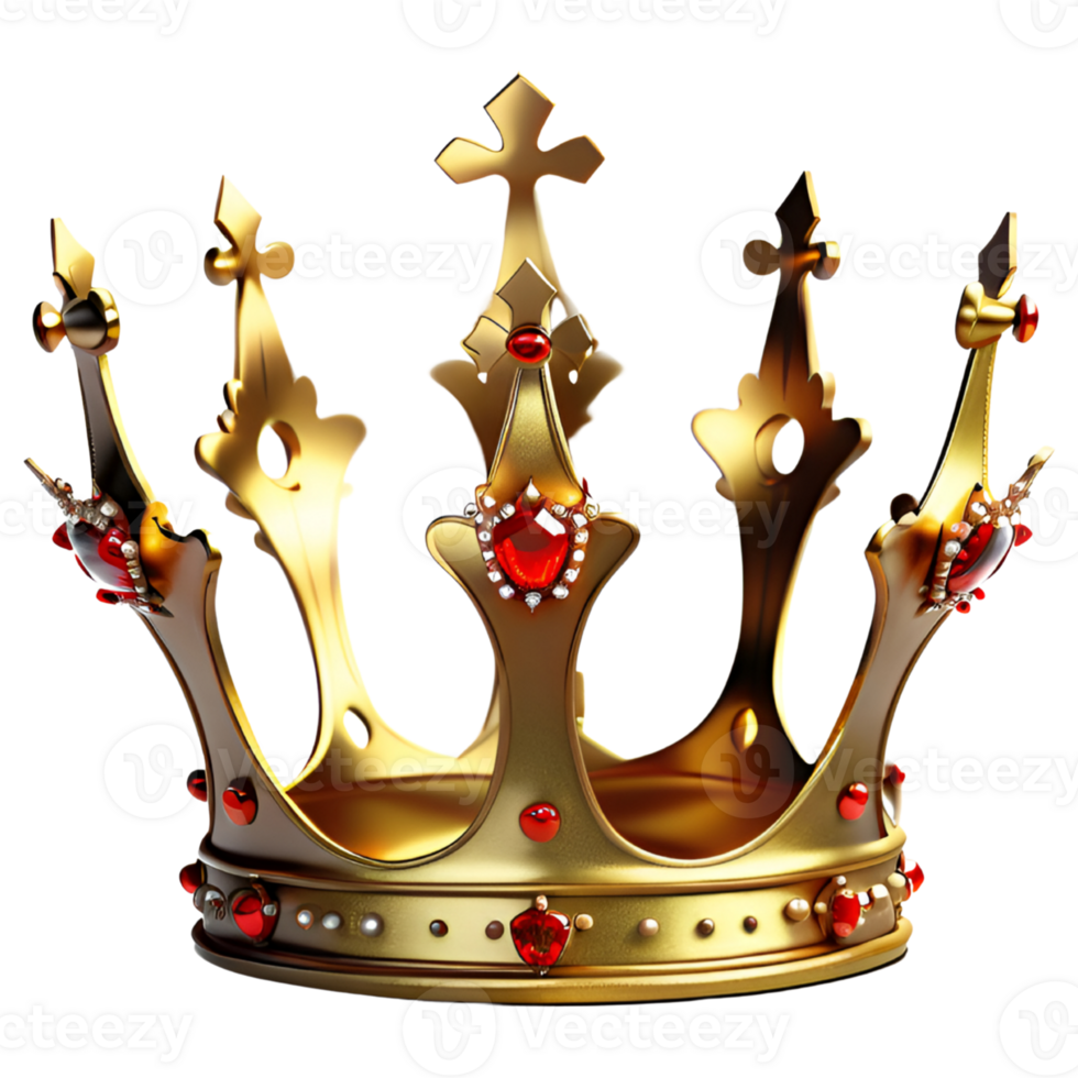 Golden Crown Isolated on Transparent Background. AI Generative png