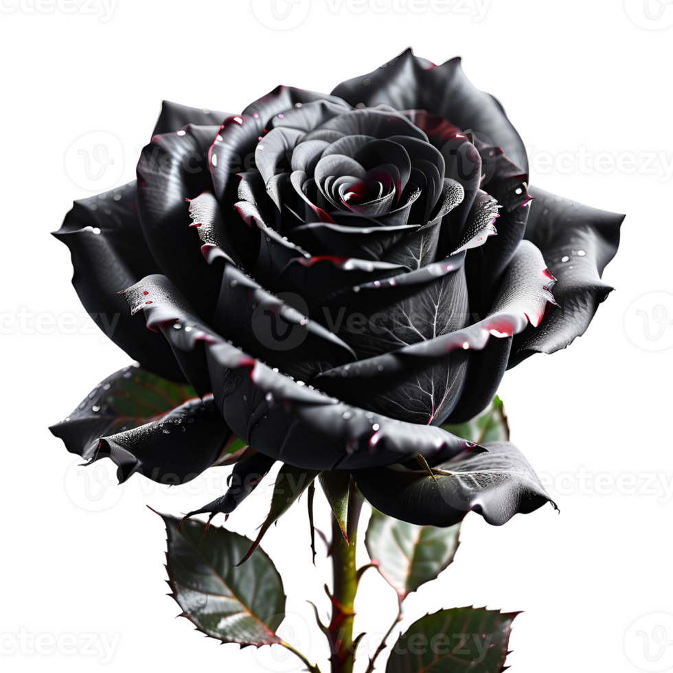 Beautiful Black Rose Flower Isolated on Transparent Background. AI Generative png