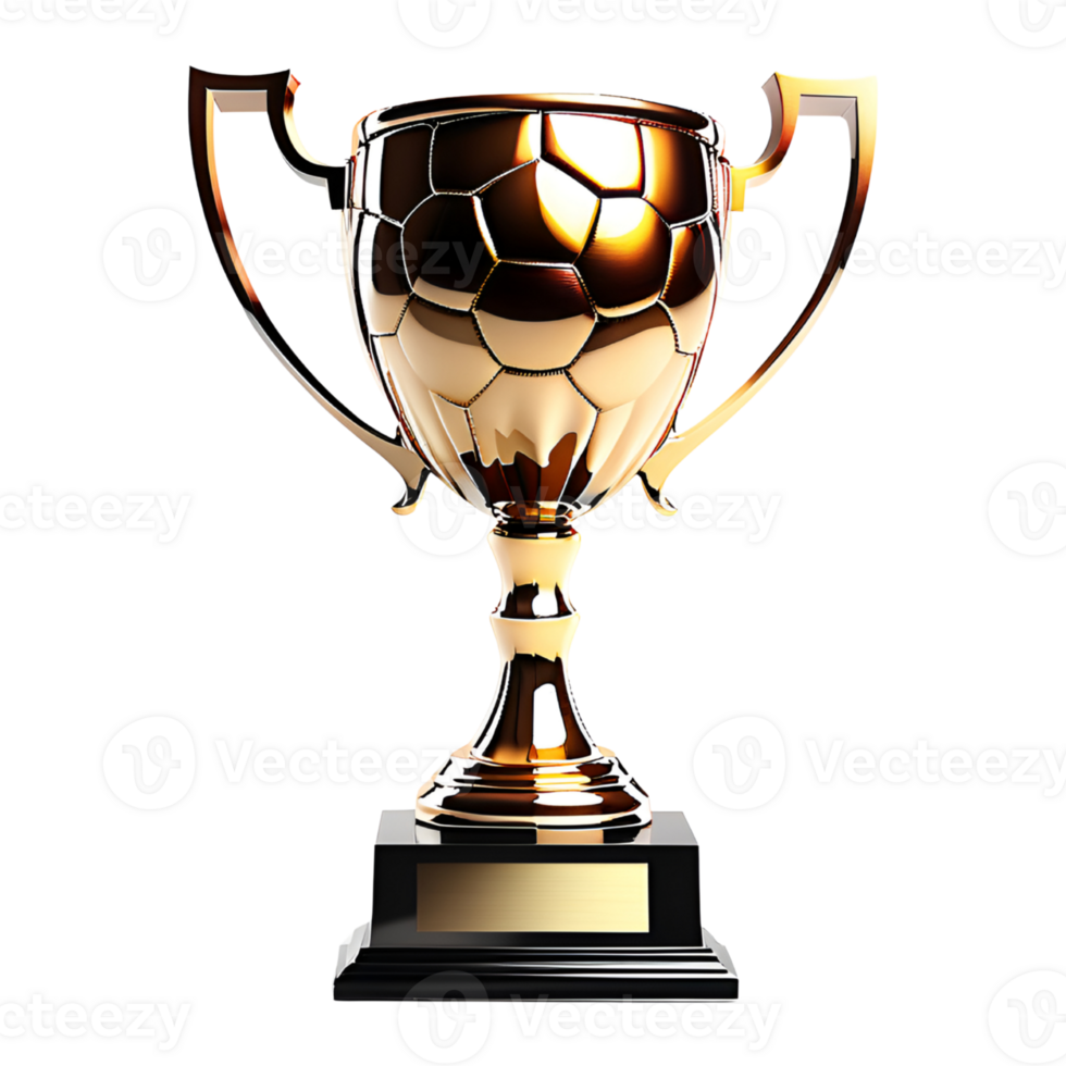 Golden Champion Trophy Isolated on Transparent Background. AI Generative png