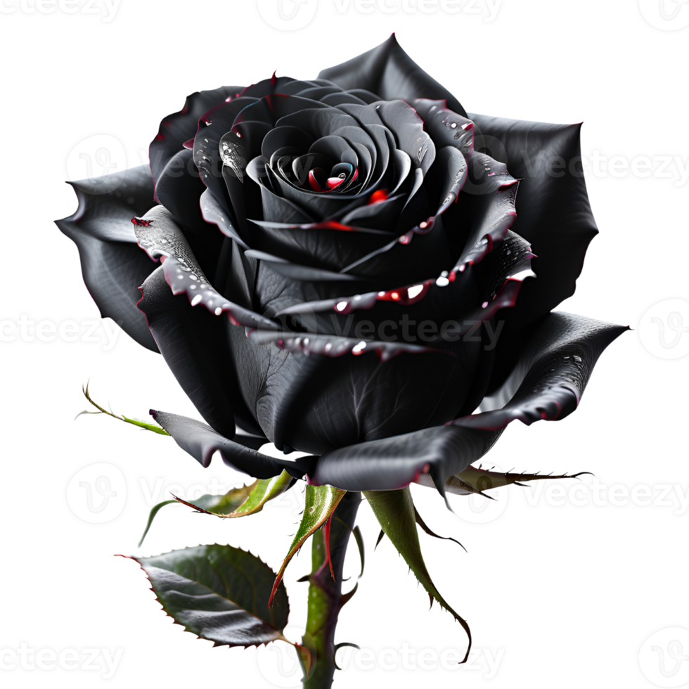 Beautiful Black Rose Flower Isolated on Transparent Background. AI Generative png