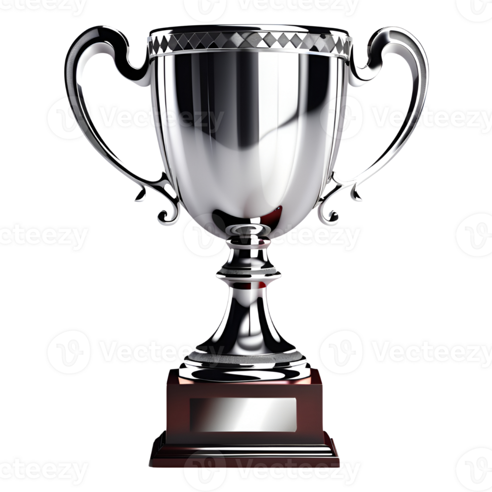 Silver Champion Trophy Isolated on Transparent Background. AI Generative png