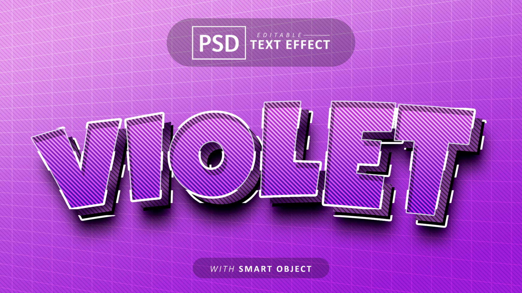 violet 3d texte effet modifiable psd