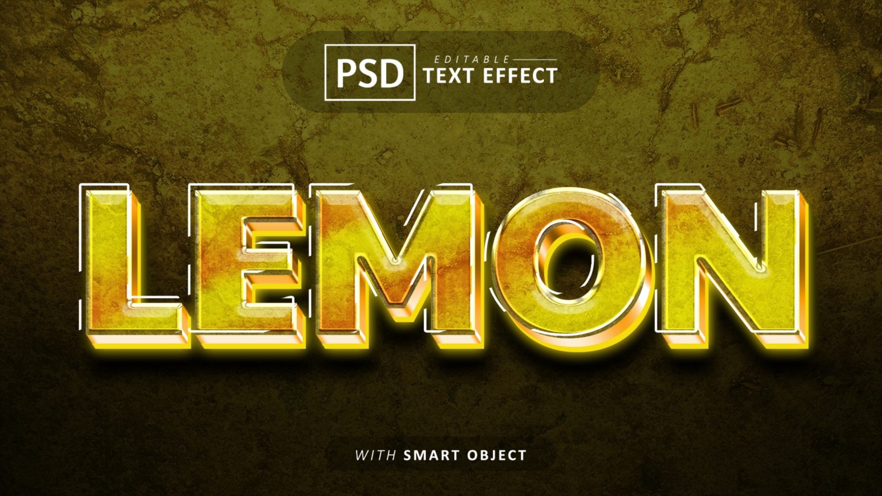 Yellow lemon 3d text effect editable psd
