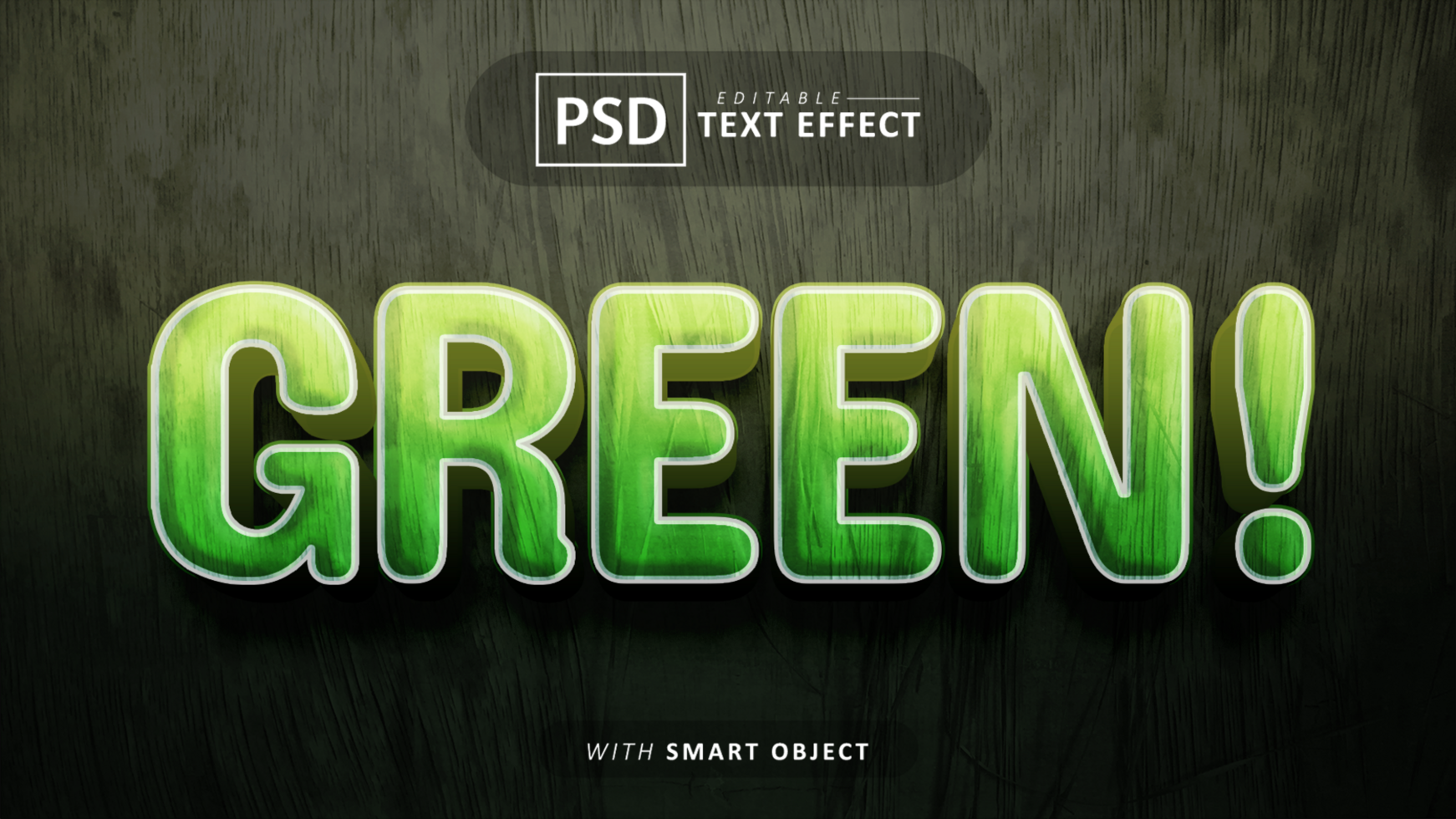 Green 3d text effect editable psd