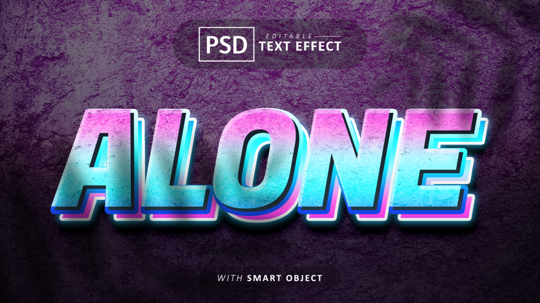 Alone 3d text effect editable psd