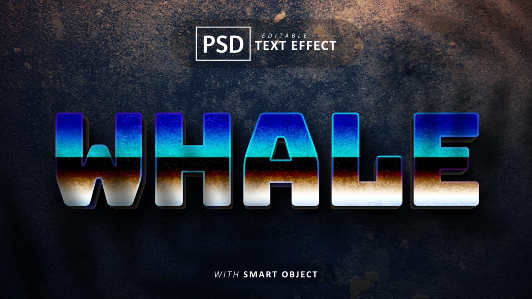 Whale 3d gradient text effect editable psd