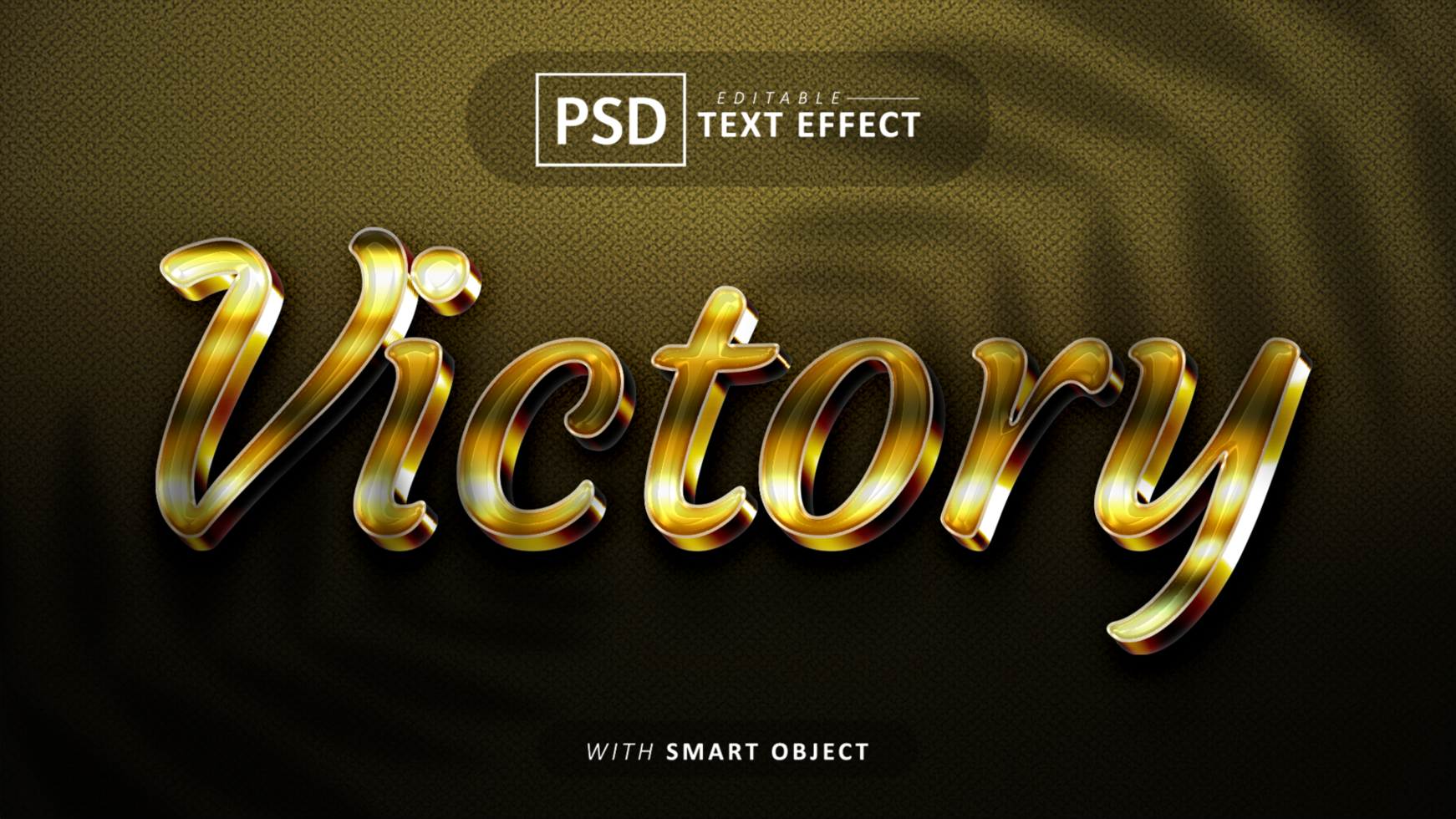 Victory gold 3d text effect editable psd