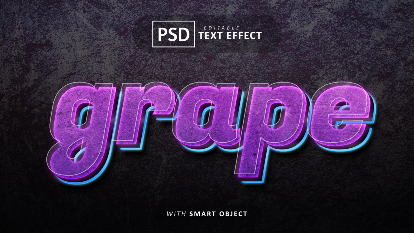 3d grape glow text effect psd