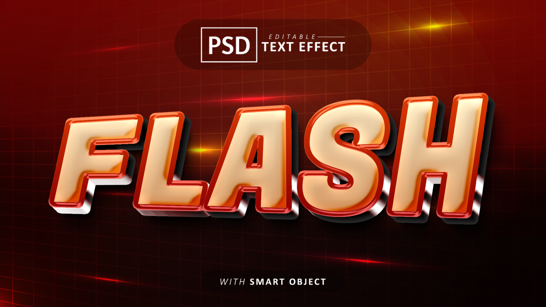 Flash 3d text effect editable psd