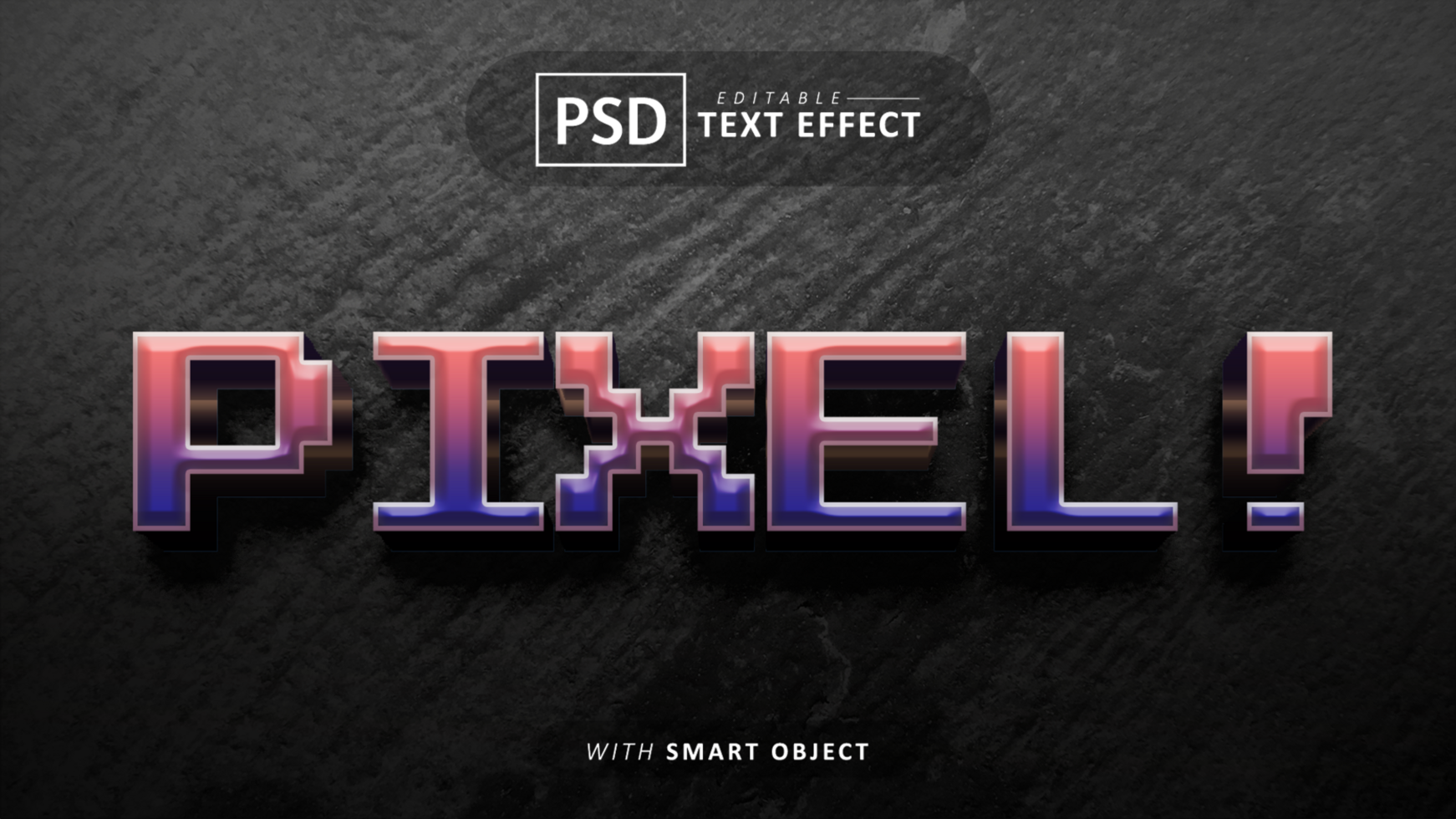 Pixel 3d text effect editable psd
