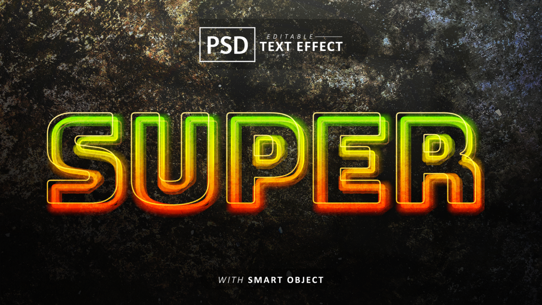 Super neon text effect editable psd