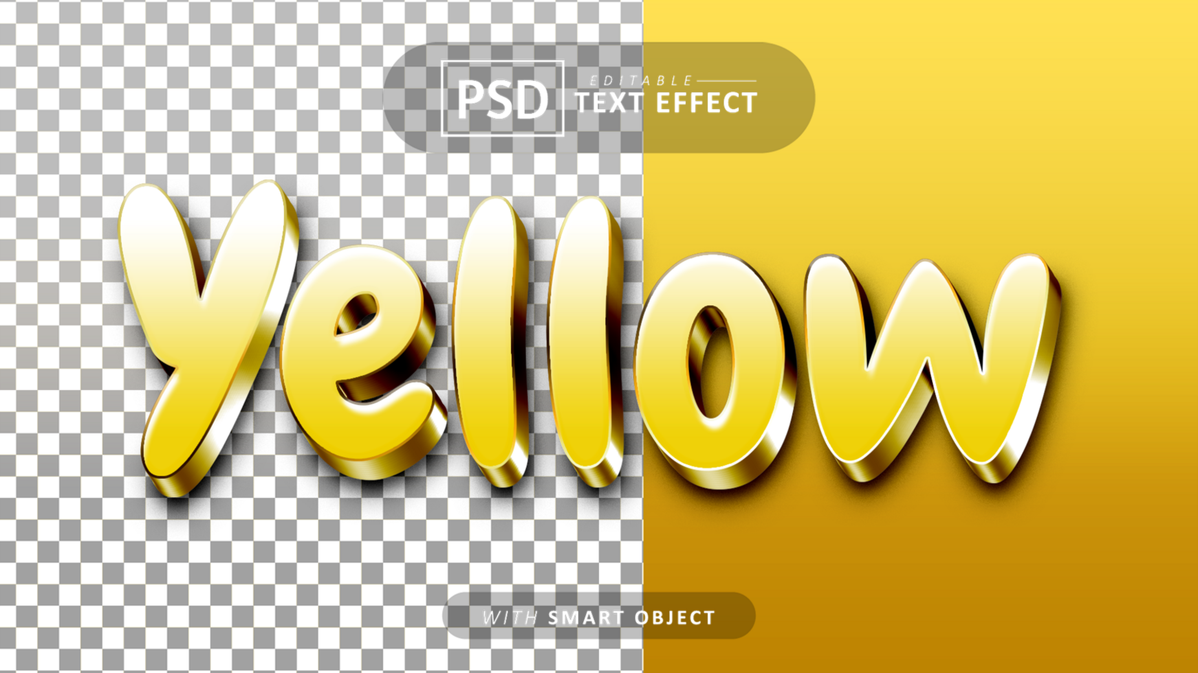 Yellow 3d text effect editable psd