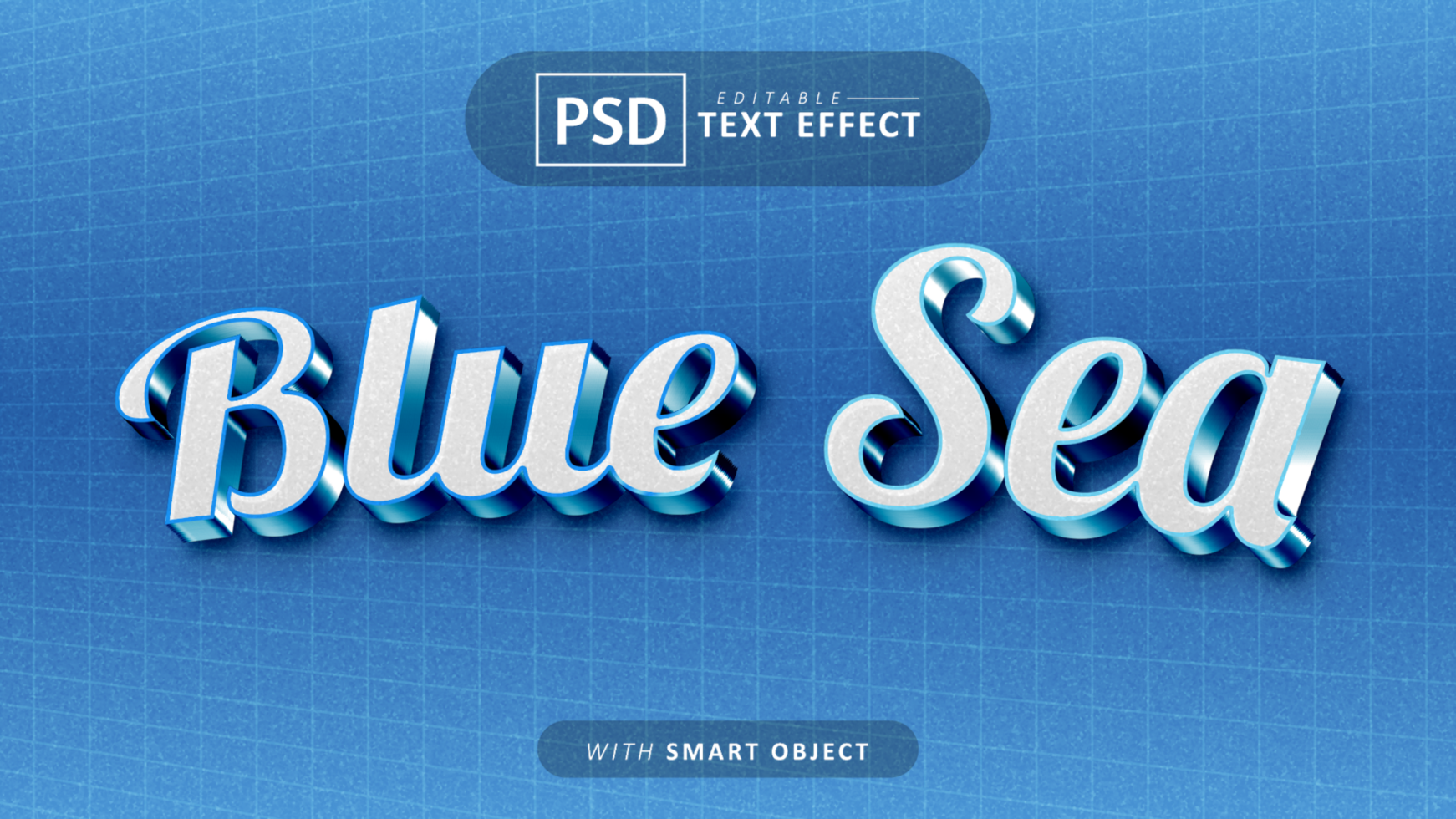 Blue sea text - 3d font effects psd