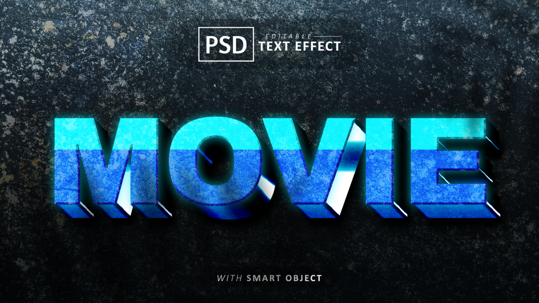 Movie 3d text effect editable psd