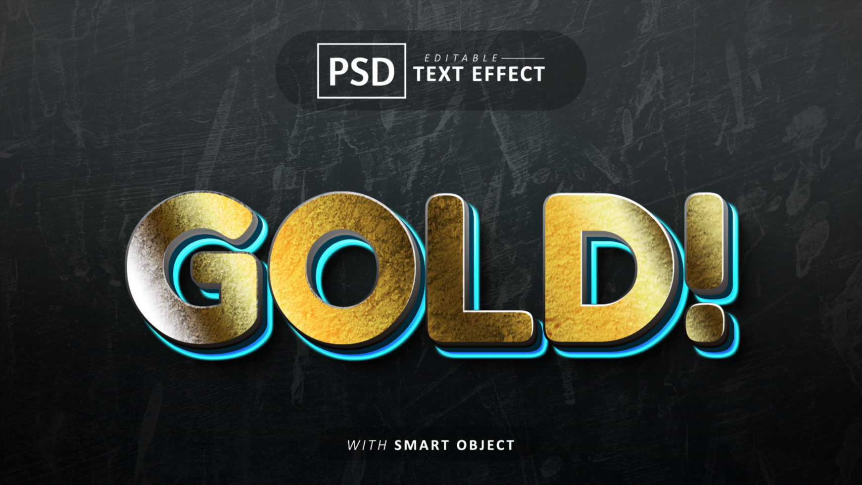 Gold 3d text effect editable psd