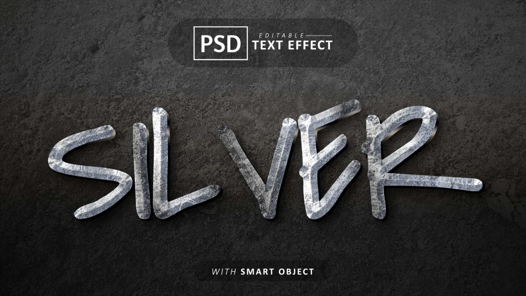 Silver 3d text effect editable psd