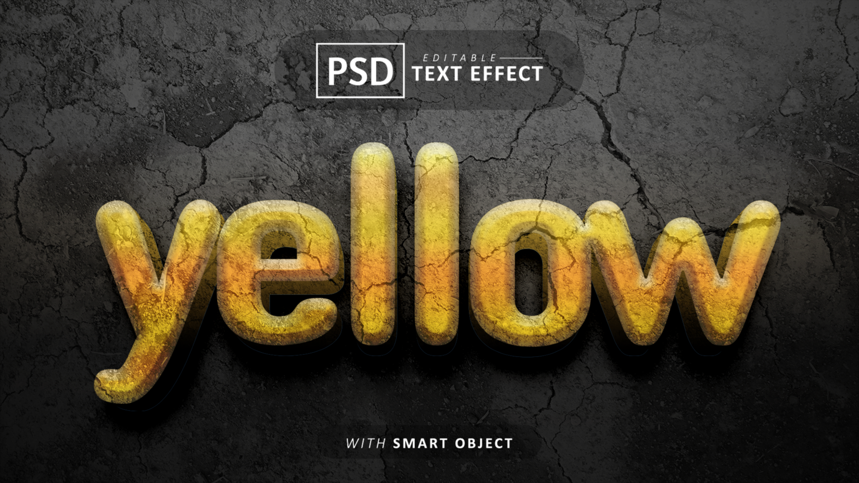 Yellow 3d text effect editable psd