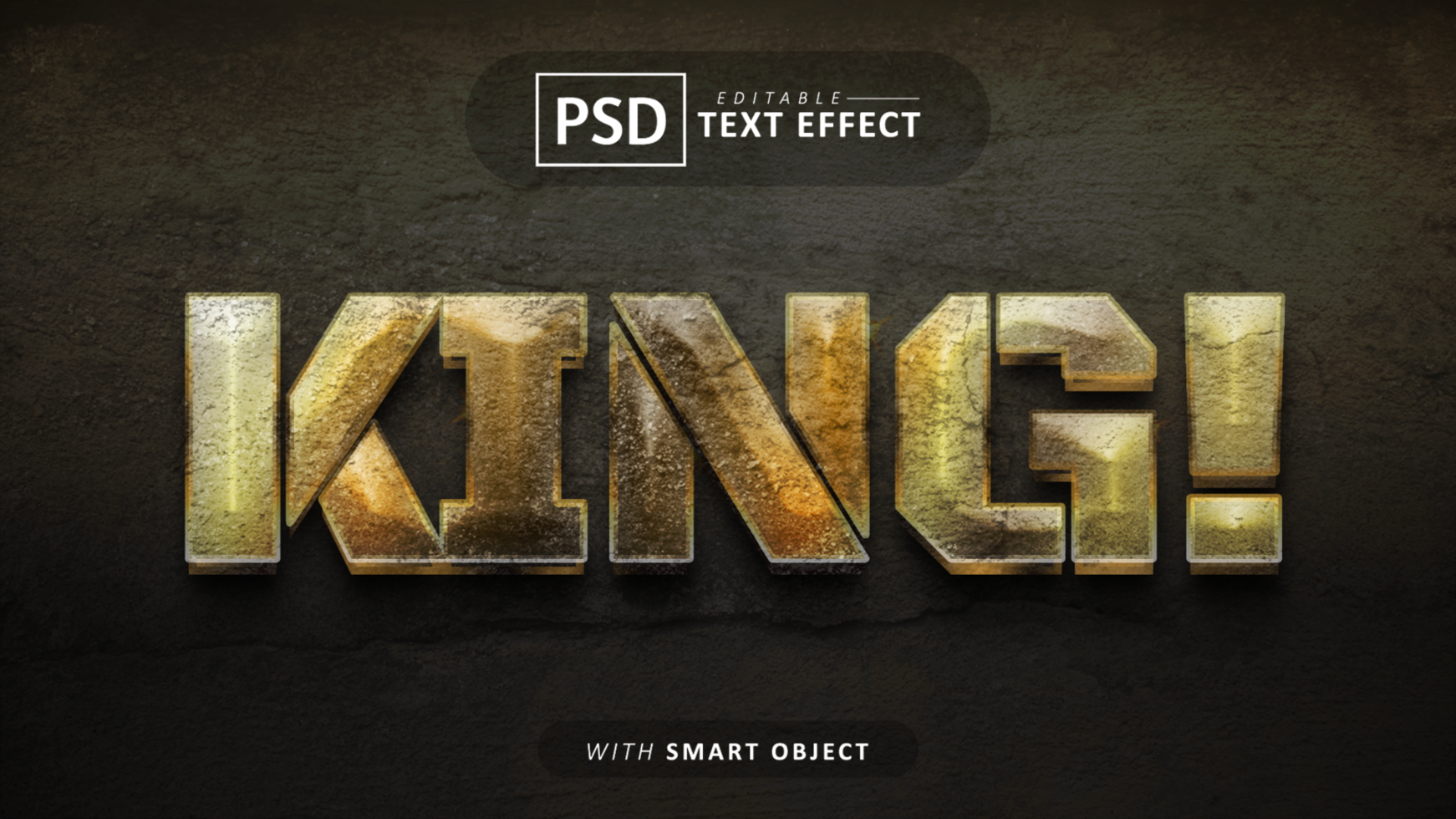 King 3d text effect editable psd