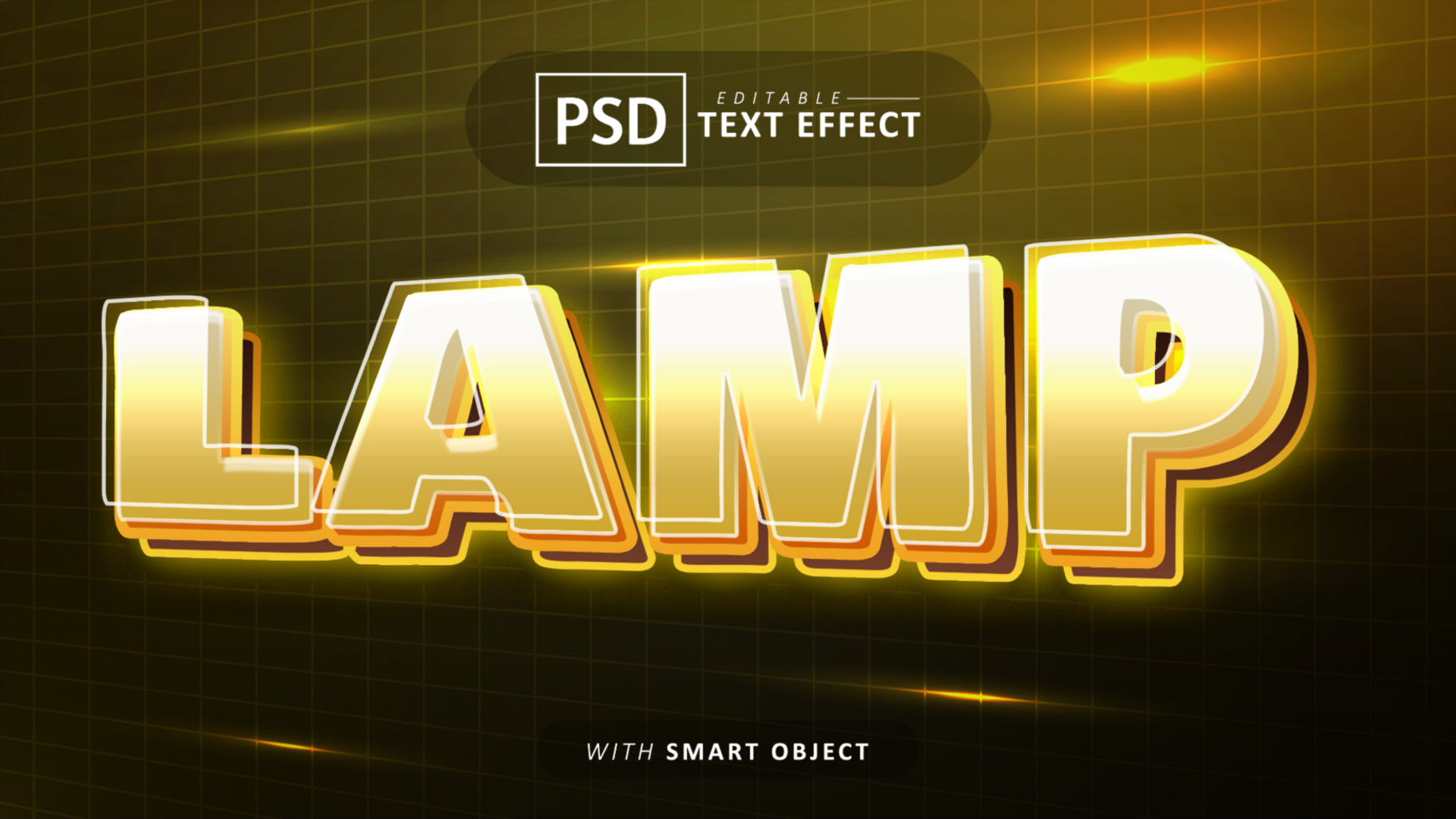 Lamp neon text effect editable psd