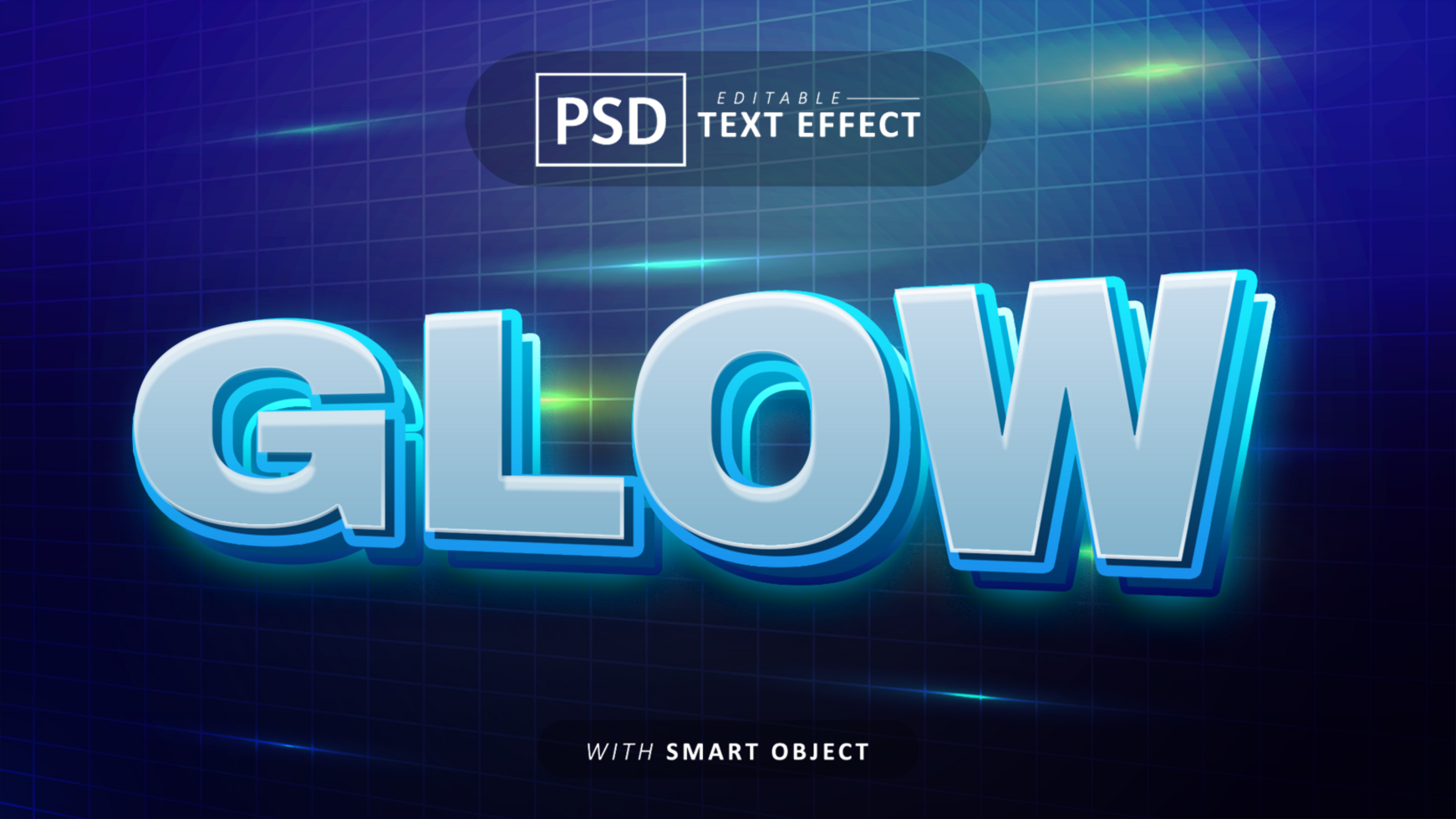 Glow blue neon text effect editable psd