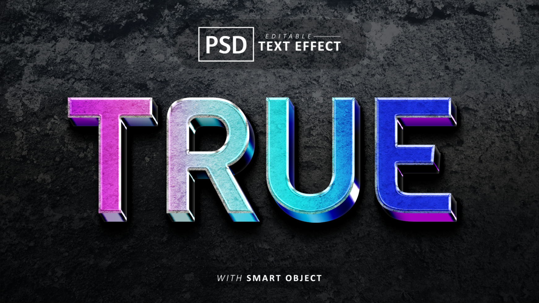 True 3d text effect editable psd