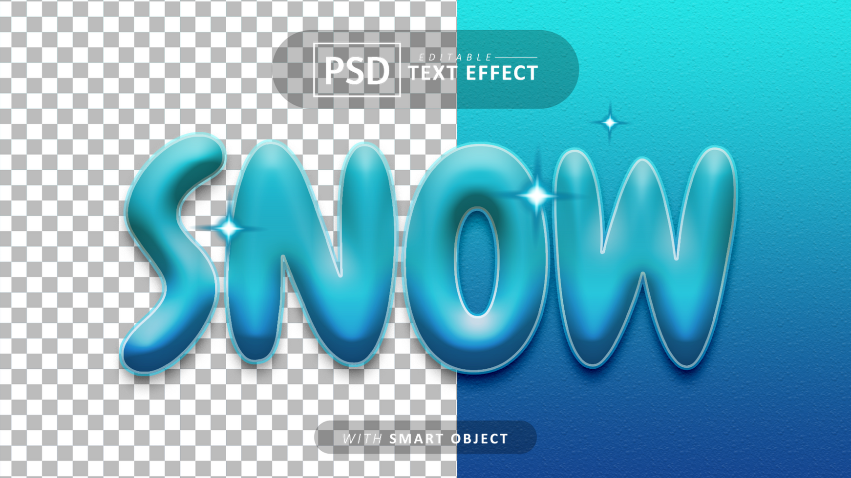 Snow text effect editable psd