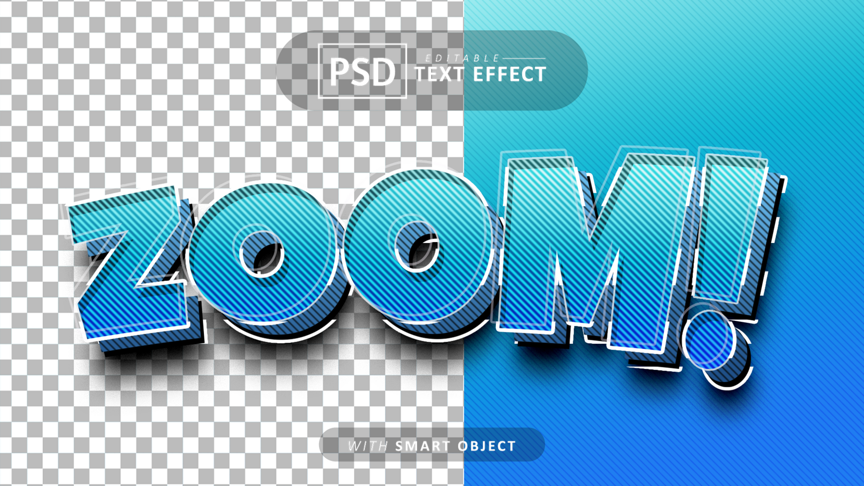 Zoom text effect editable psd