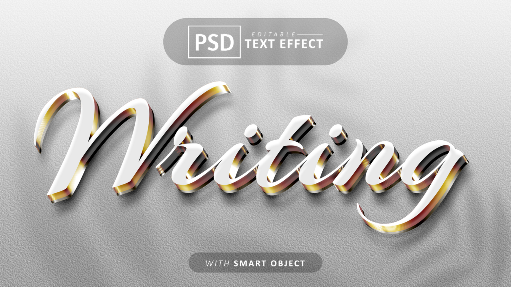 Writing white gold modern 3d font style effect psd