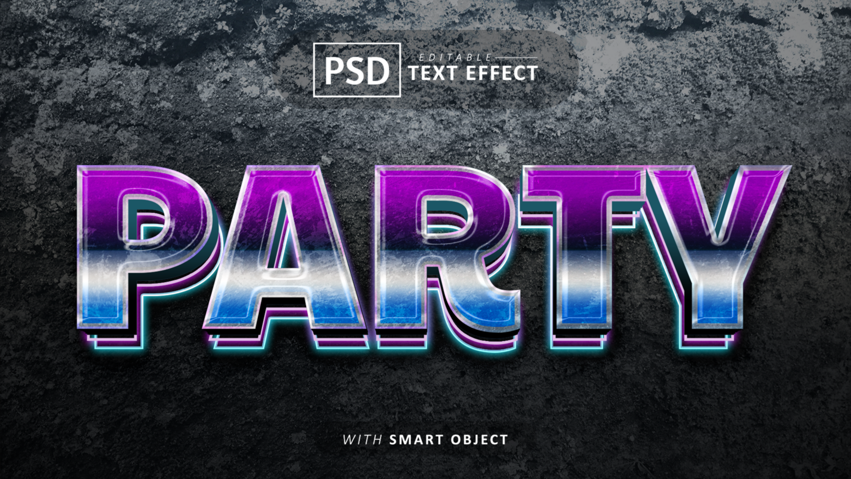 Party 3d text effect editable psd
