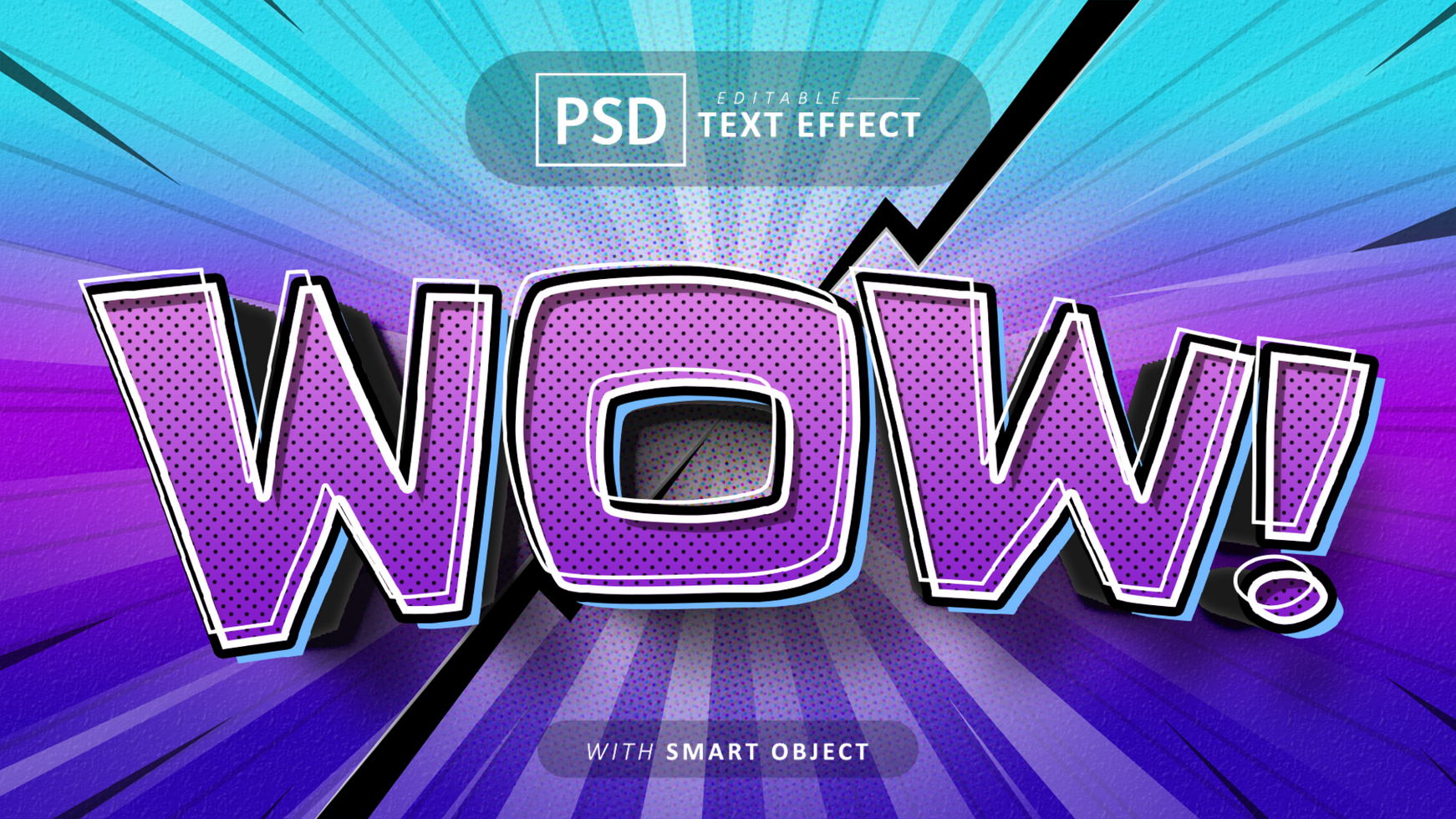 Wow comic style text effect editable psd