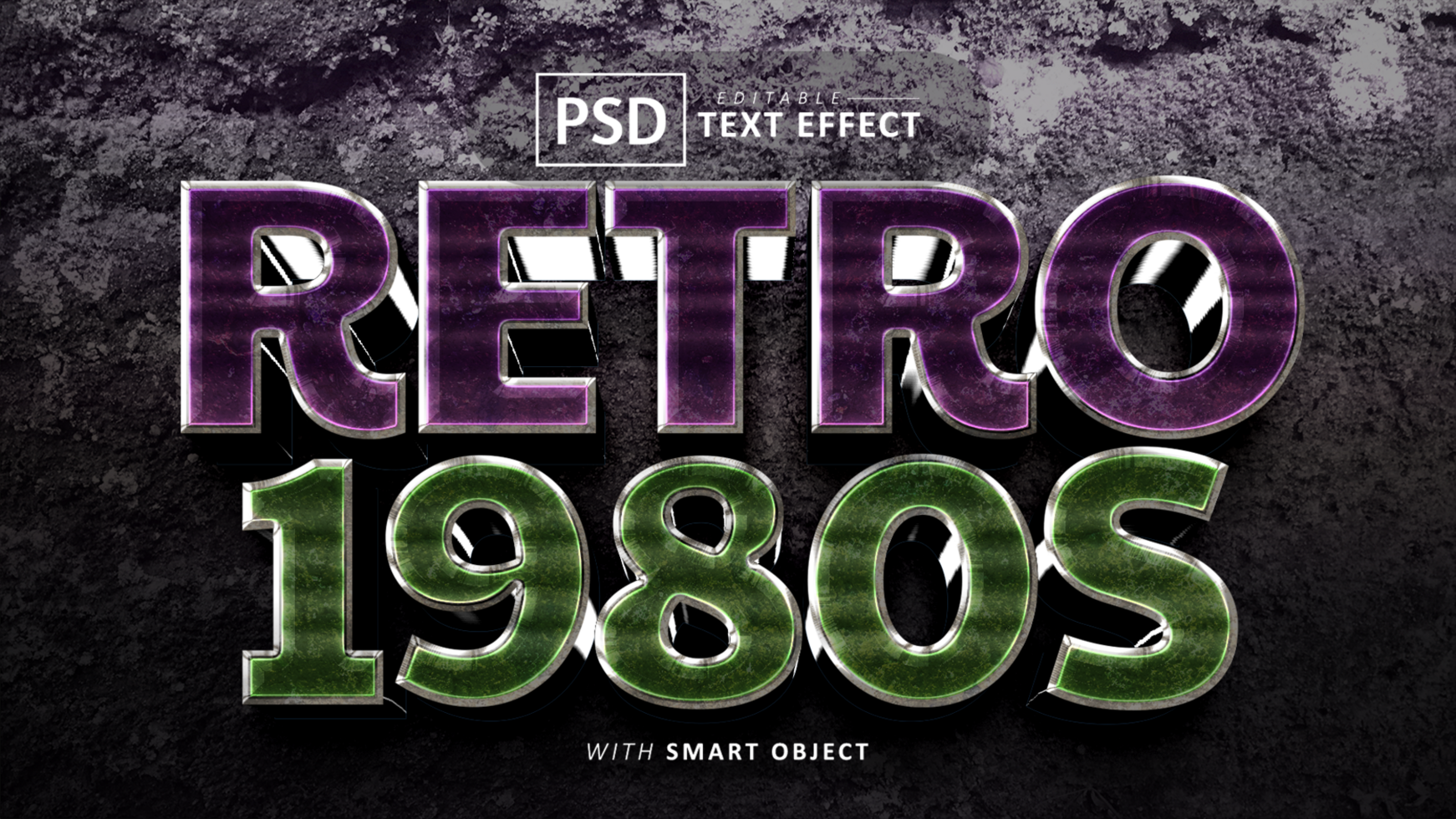 Retro 1980s text effect editable psd