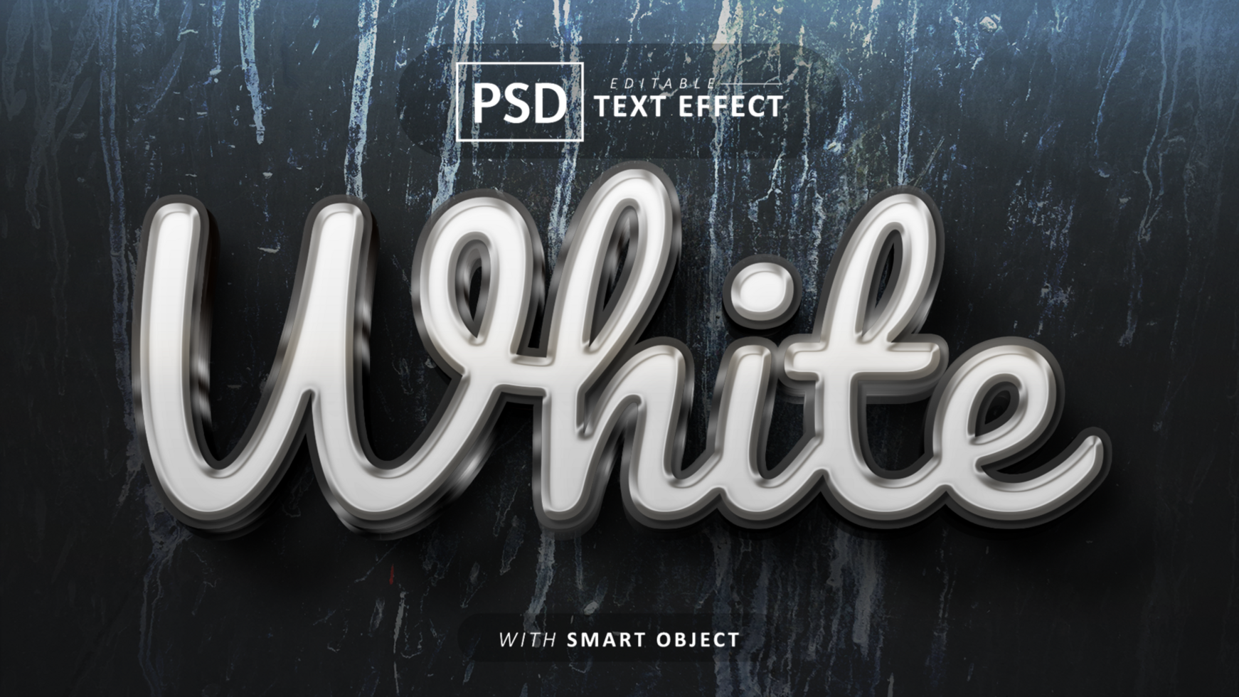 White 3d text effect editable psd