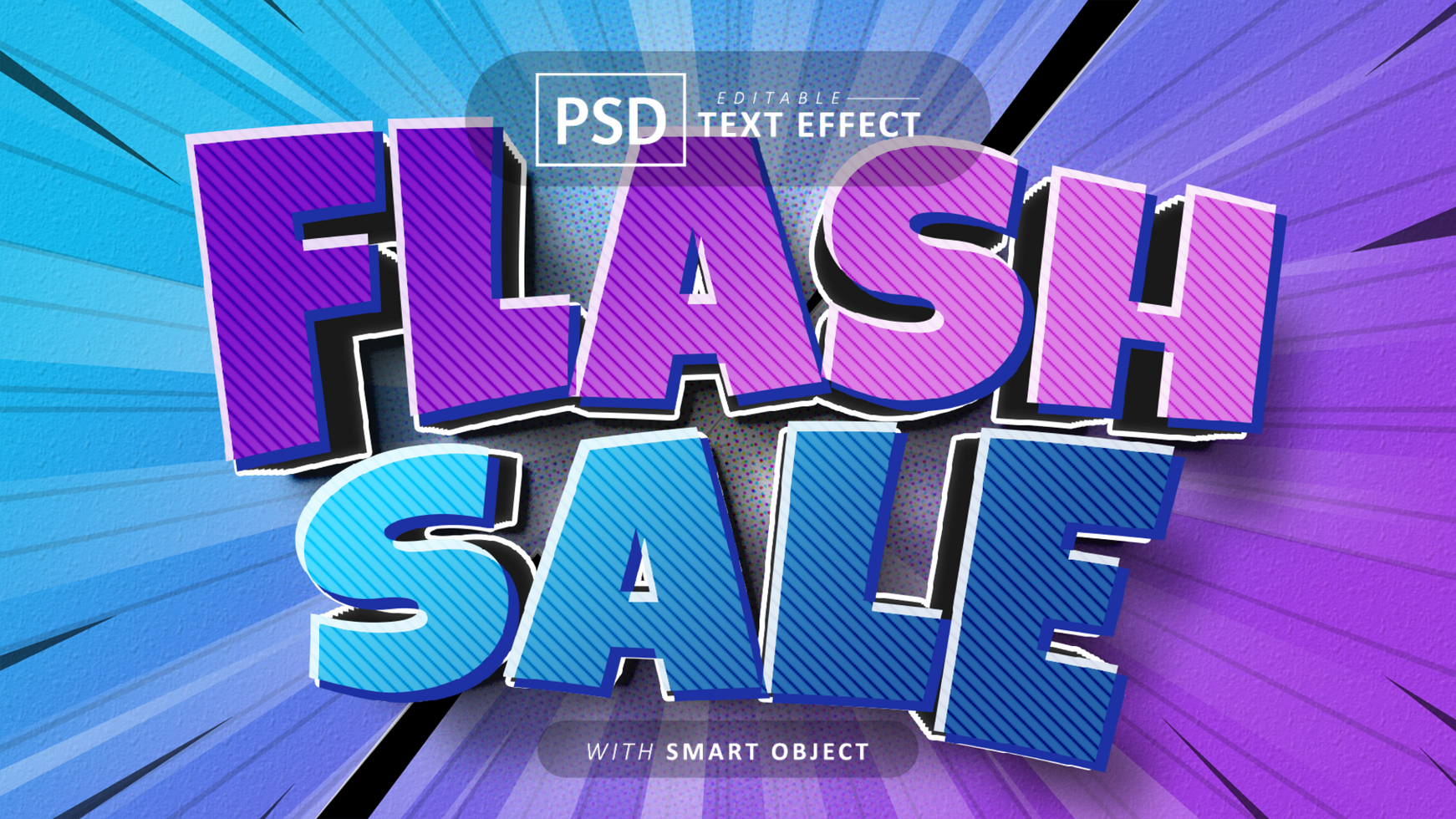 Flash sale comic style text effect editable psd