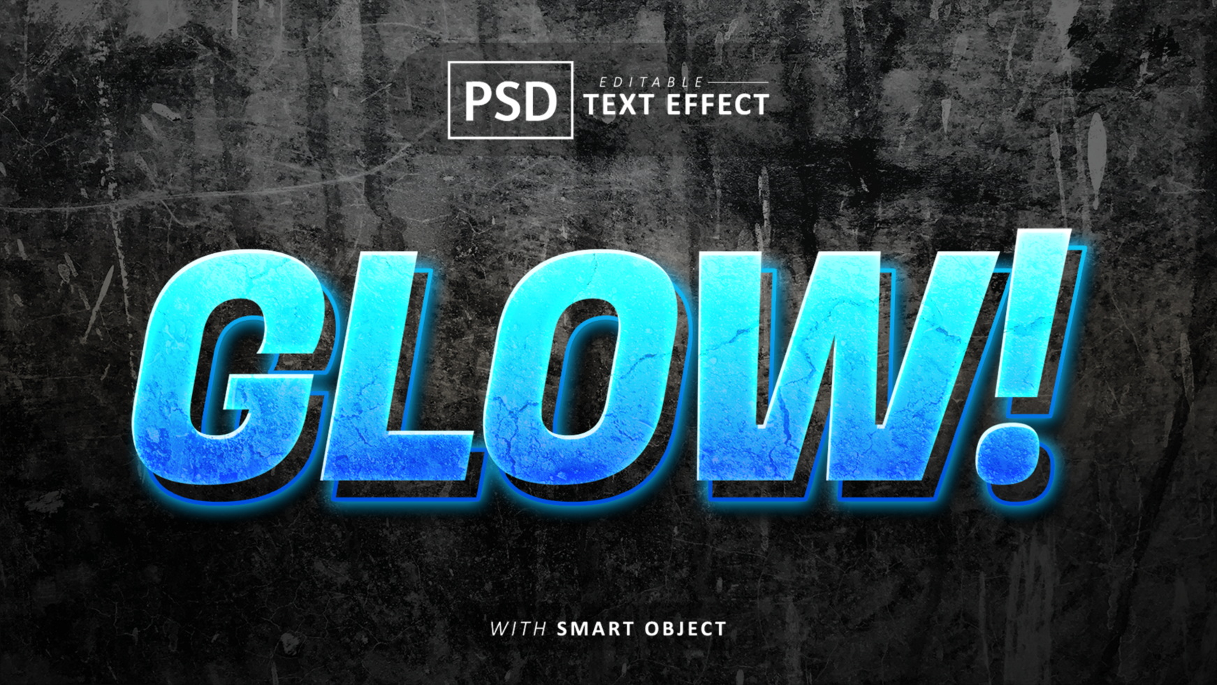 Blue glow text effect editable psd