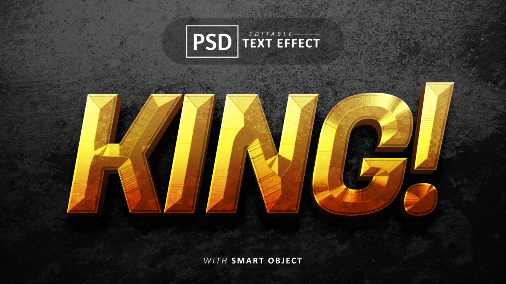 King gold 3d text effect editable psd