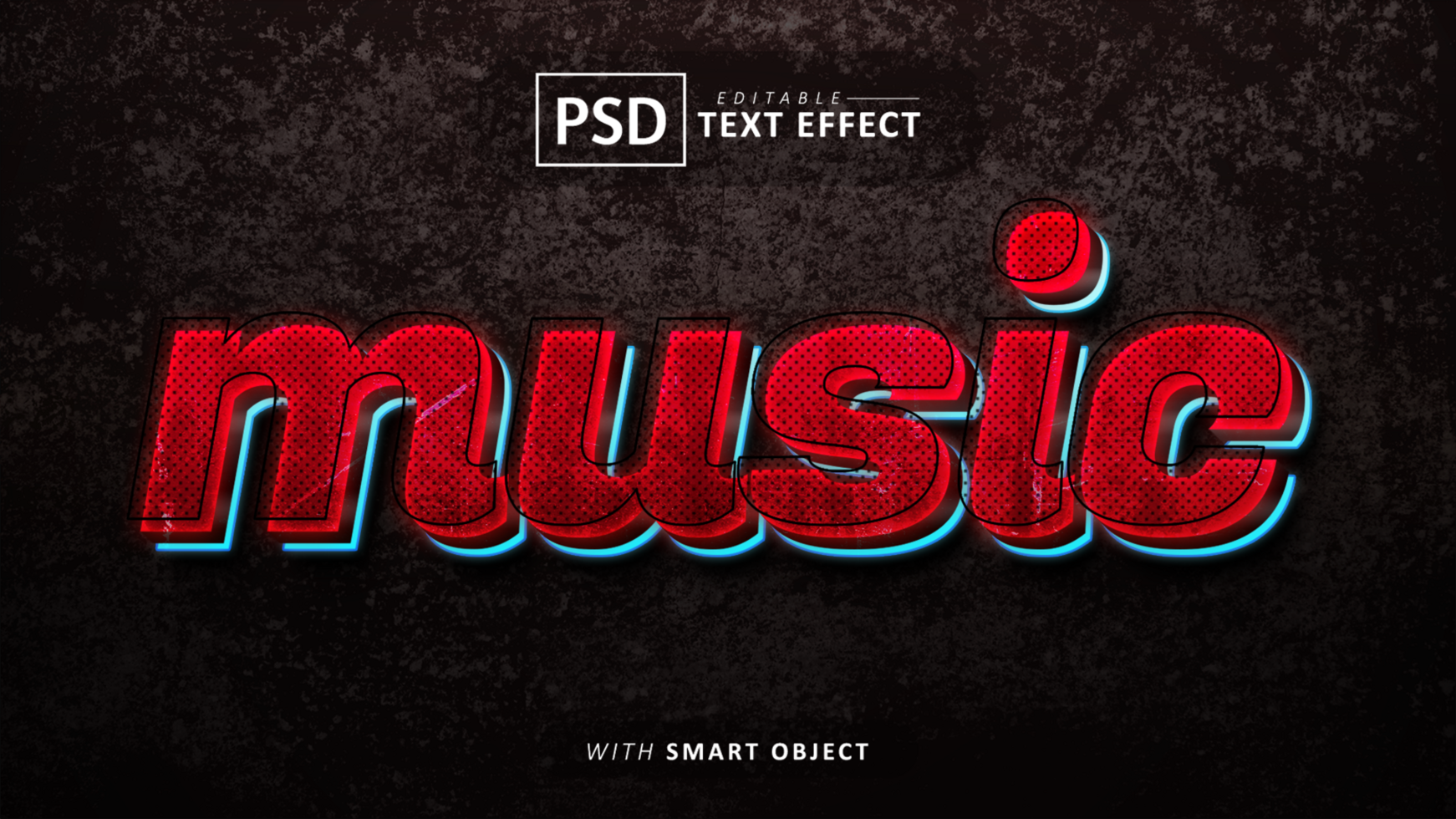 Red music 3d text effect psd