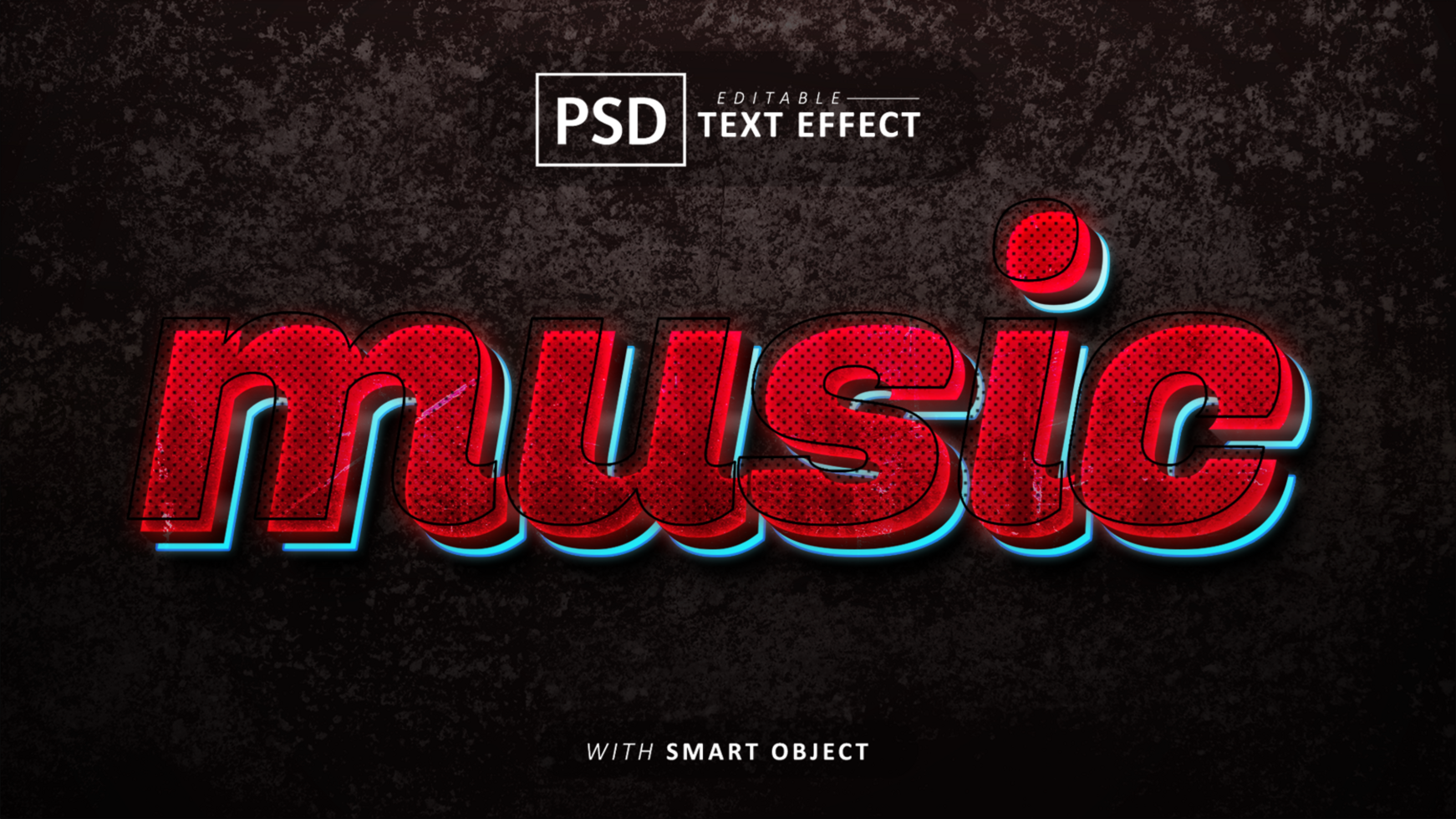 röd musik 3d text effekt psd