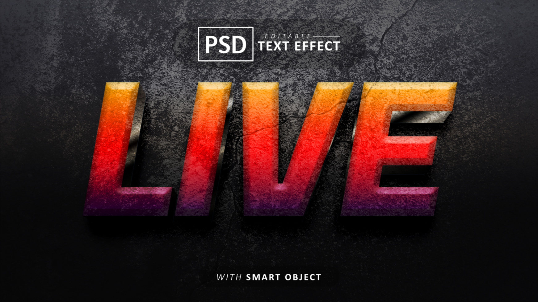 Live 3d text effect editable psd