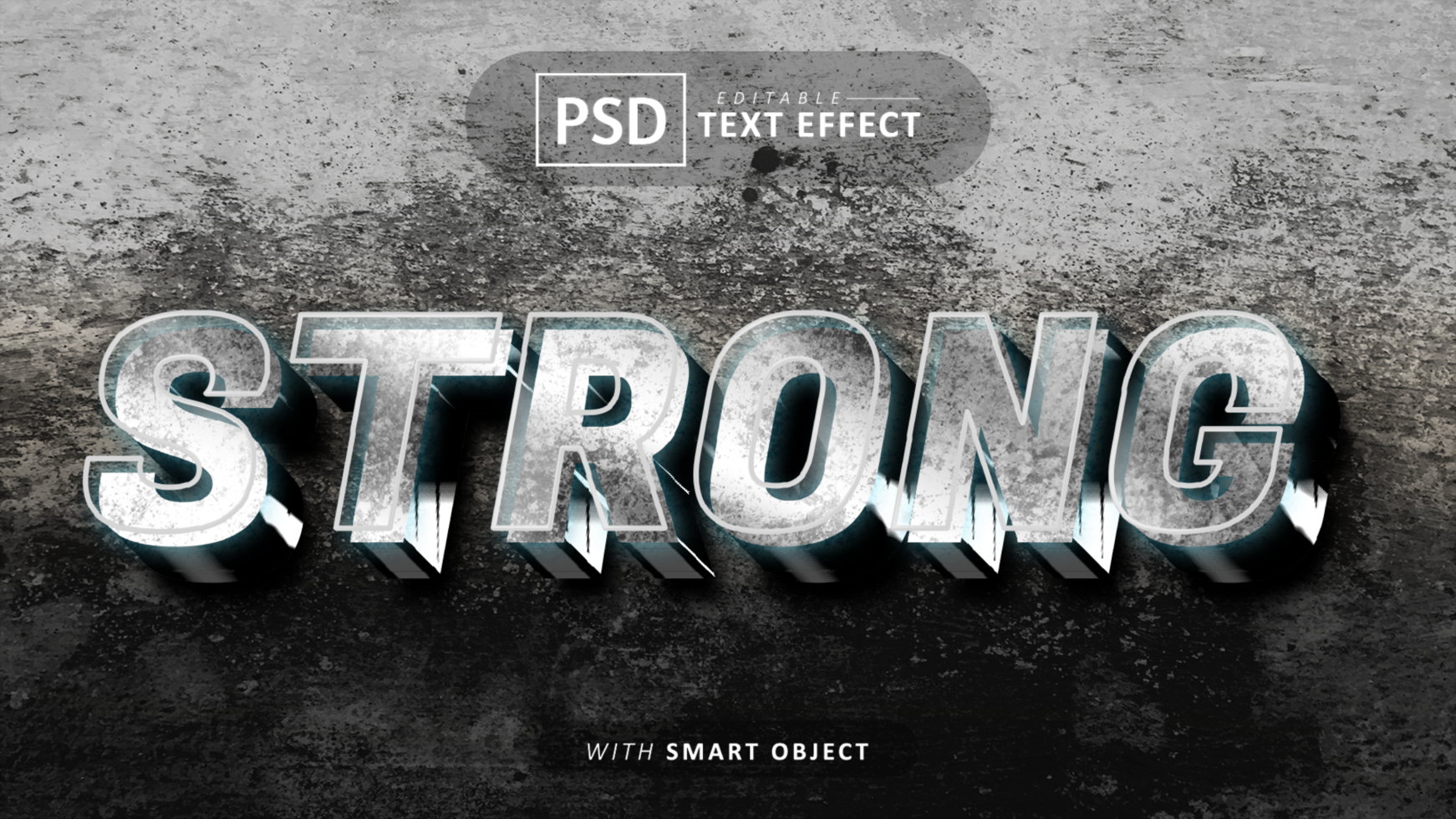 Strong 3d text effect editable psd