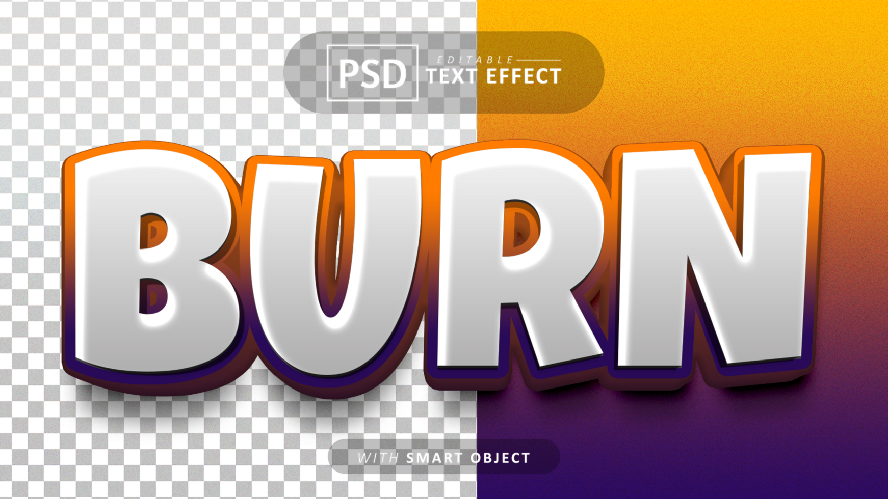 Burn text effect editable psd